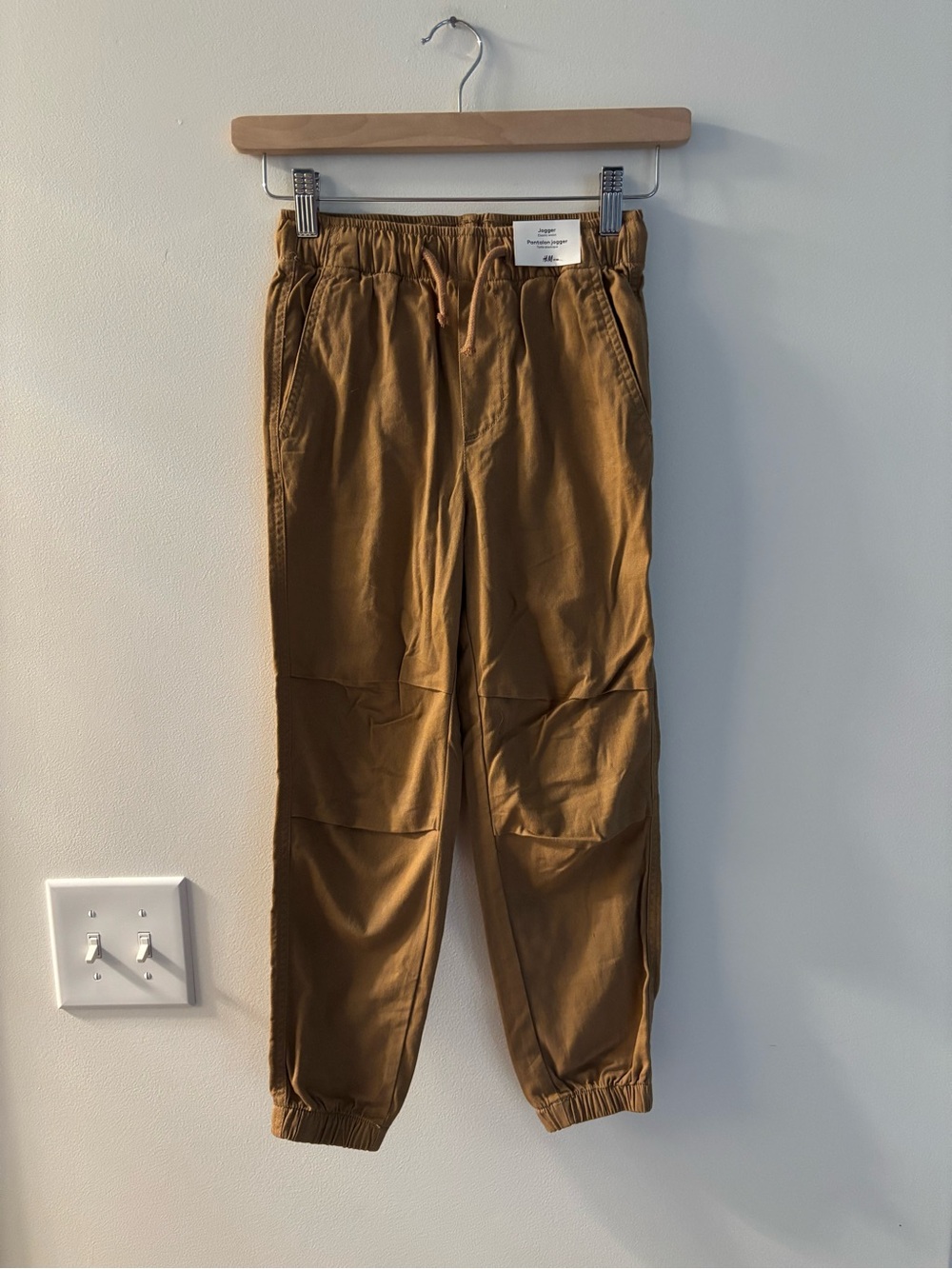 Casual Drawstring Jogger Pants in Caramel Brown Boys Size 7 H&M